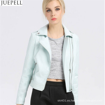 Chaqueta corta de cuero de la PU de las mujeres Chaqueta de la carpeta de cuero de la PU de otoño Bubble mujeres